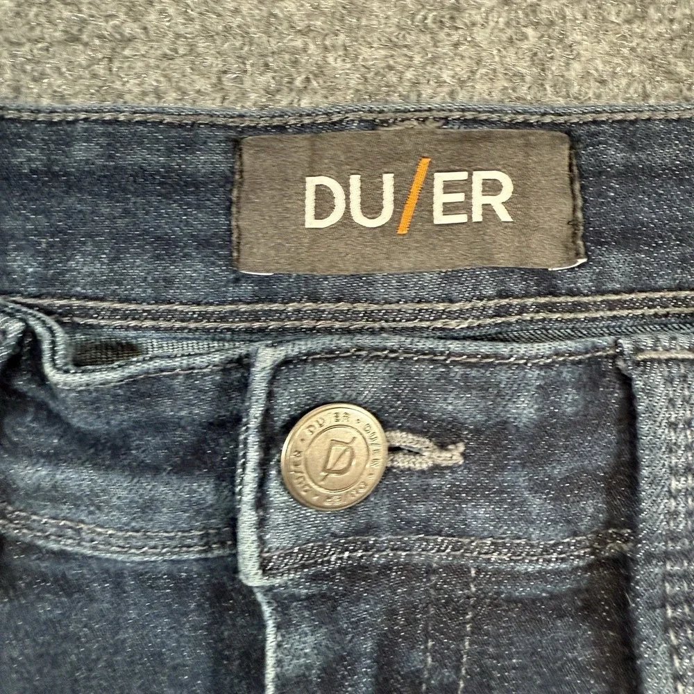 DU/ER Jeans Mens 32x32 (Fits 32x31) Blue L2X Stay Dry Slim Fit Stretch Dark Wash